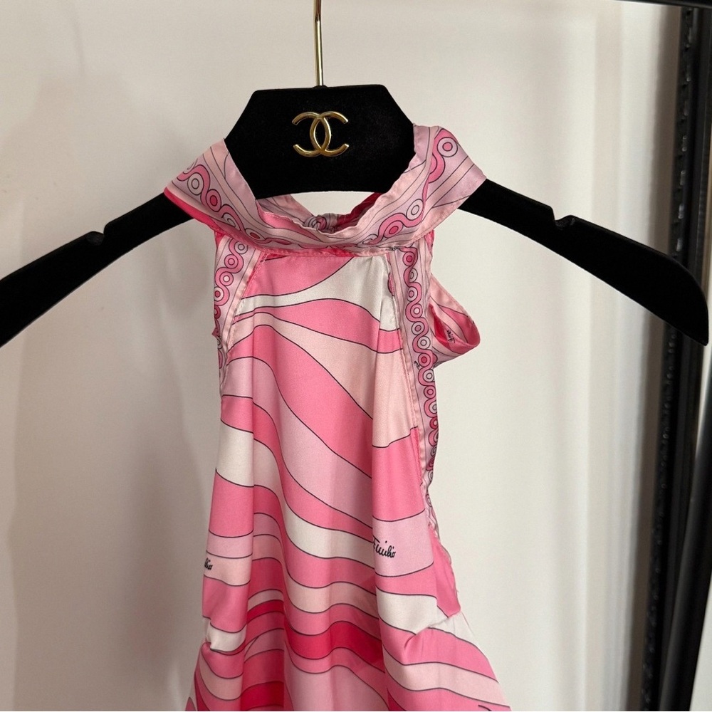 Emilio Pucci Pink Halter-Neck Backless Tank Top Y2K Resort - Picture 8 of 8
